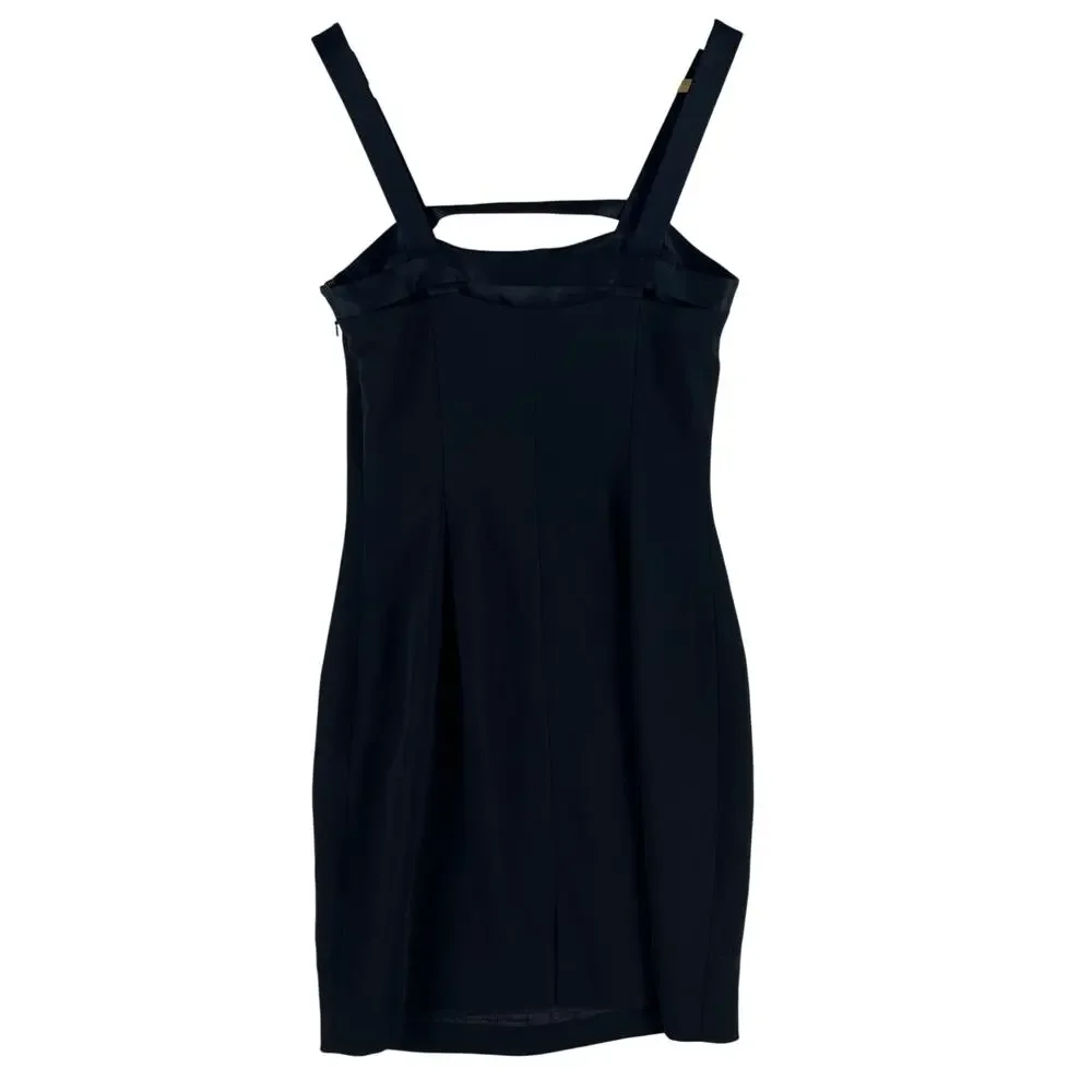 Caché Womens Sheath Mini Dress Size 2 Black Sleeveless Square Neck Lined LBD - Picture 2 of 7